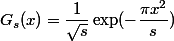 G_s(x) = \dfrac{1}{\sqrt{s}} \exp(-\dfrac{\pi x^2}{s})